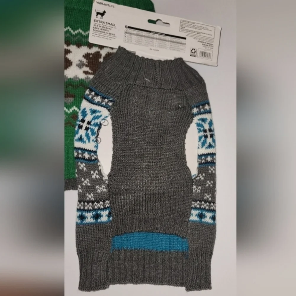 Gray Blue White Pet Dog Cat Sweater Outfit Favorite Child Snowflakes XS